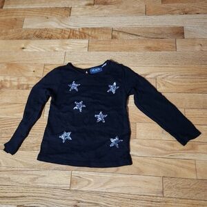 Black Long Sleeve Top with Silver Star Accents
